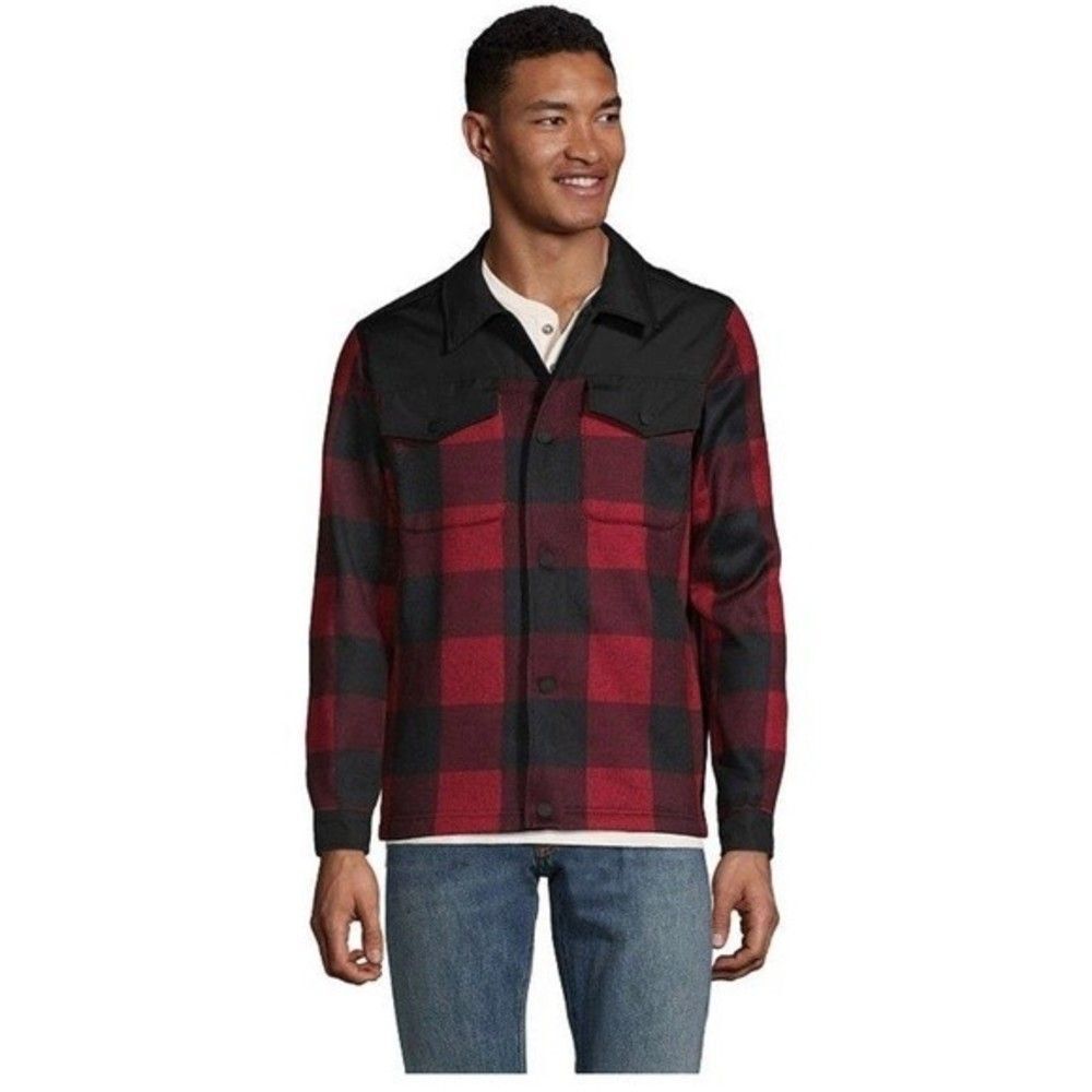 Lands End Jacket Buffalo Plaid Checkered Button Up Shacket